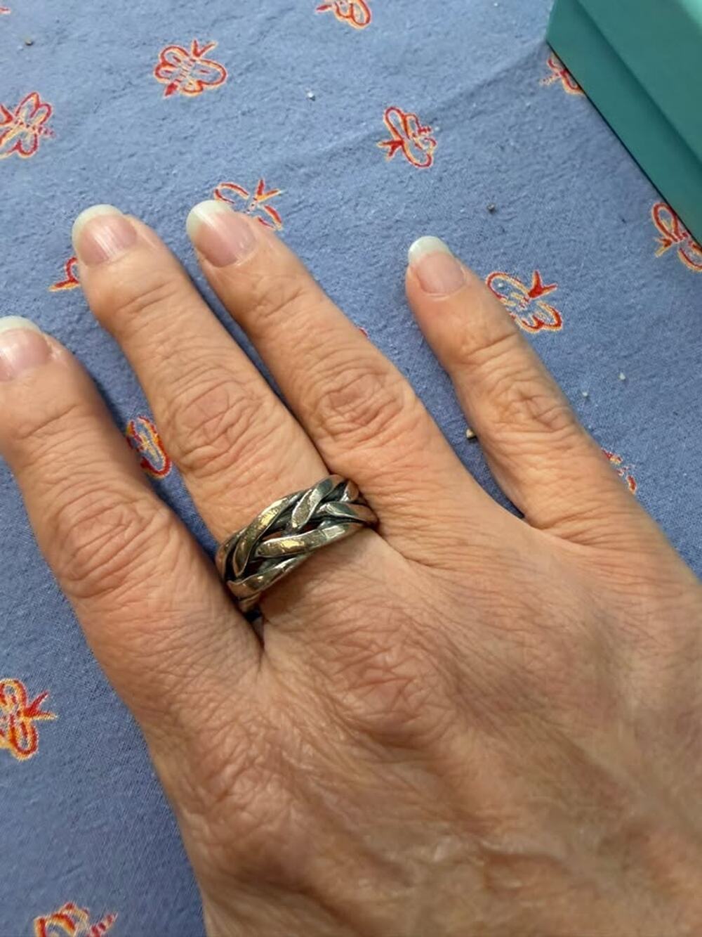 Vintage Sterling Silver Woven Band Ring (CCC36)